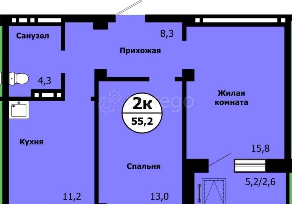 2-комн. квартира, 55.2 м2, 14/19 эт. Красноярск - изображение 1
