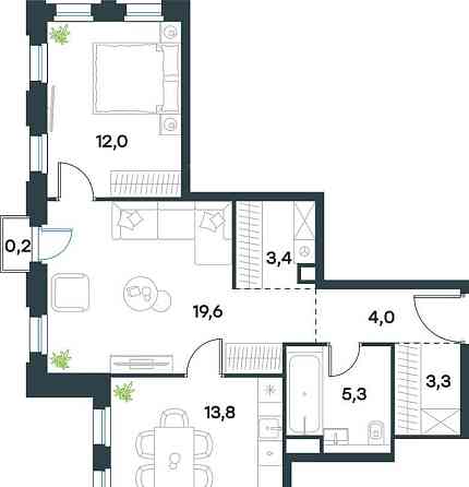 2-комн. квартира, 61.6 м2, 25/40 эт. Москва