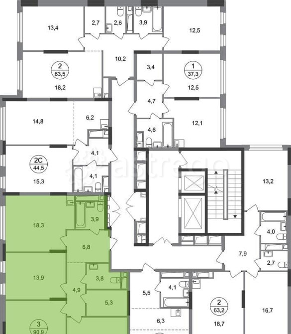 3-комн. квартира, 90 м2, 7/17 эт. Москва - изображение 10