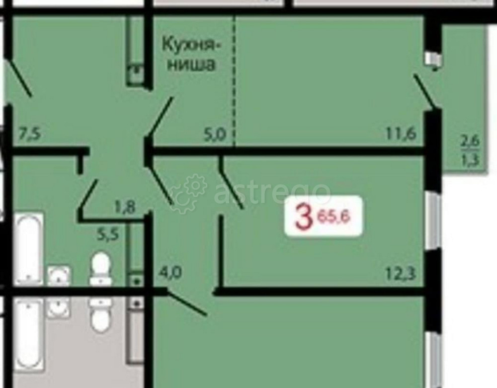 3-комн. квартира, 65.6 м2, 6/17 эт. Красноярск - изображение 9