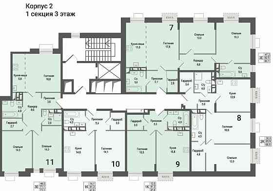 2-комн. квартира, 65.9 м2, 3/8 эт. Королев