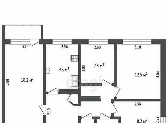 4-комн. квартира, 69 м2, 9/9 эт. Белгород