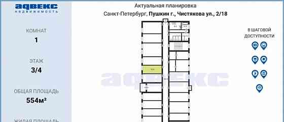 Комната, 16.9 м2, 3/4 эт. Санкт-Петербург