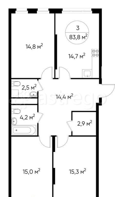 3-комн. квартира, 83 м2, 10/17 эт. Москва - изображение 1