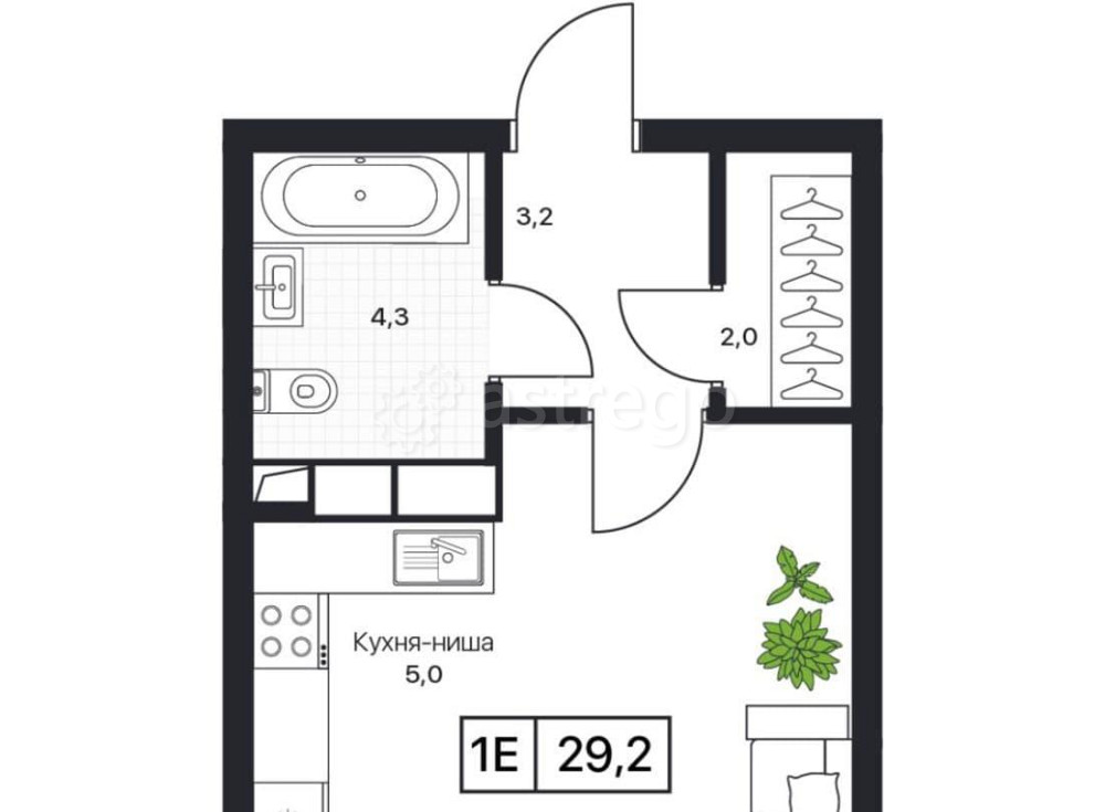 Студия, 29.2 м2, 4/17 эт. Пушкино - изображение 1