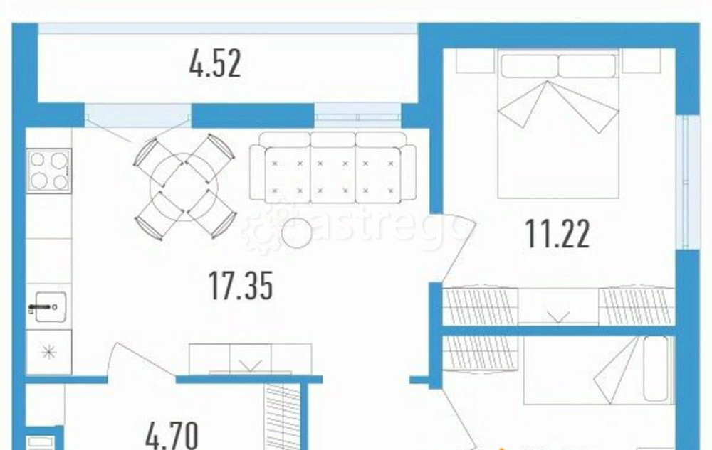 2-комн. квартира, 56.36 м2, 5/12 эт. Санкт-Петербург - изображение 1