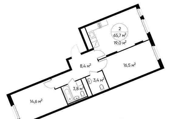 2-комн. квартира, 65 м2, 12/17 эт. Москва