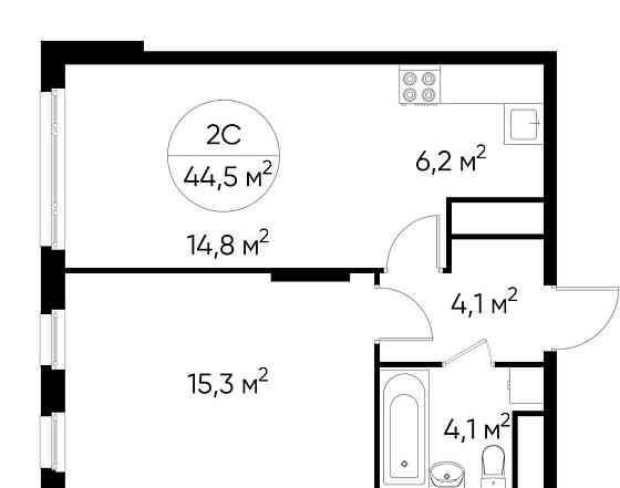 2-комн. квартира, 44 м2, 15/17 эт. Москва