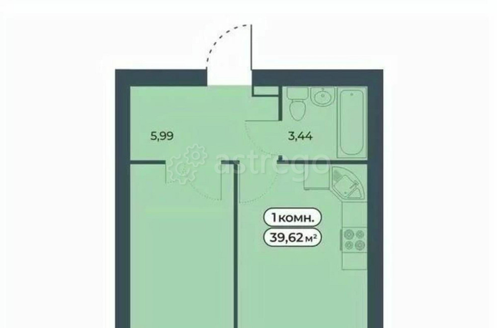 1-комн. квартира, 39.62 м2, 3/9 эт. Красноярск - изображение 1