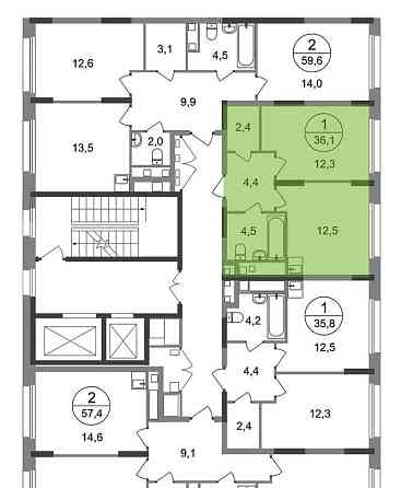 1-комн. квартира, 36 м2, 3/17 эт. Москва