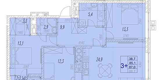 3-комн. квартира, 87 м2, 6/17 эт. Астрахань