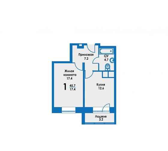 1-комн. квартира, 45.3 м2, 4/8 эт. Дзержинский