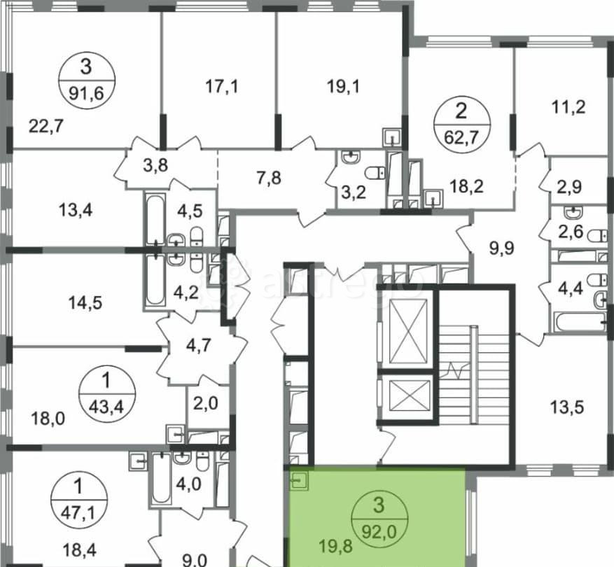 3-комн. квартира, 92 м2, 15/17 эт. Москва - изображение 2
