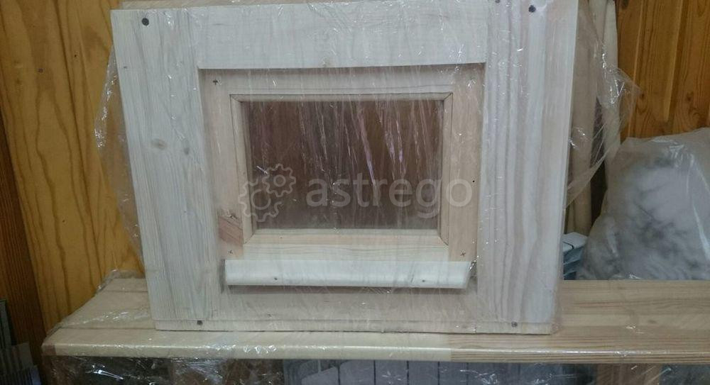 Окно деревянное банное, двойное стекло с подоконником, фурнитура 400х400 мм Пермь - изображение 1