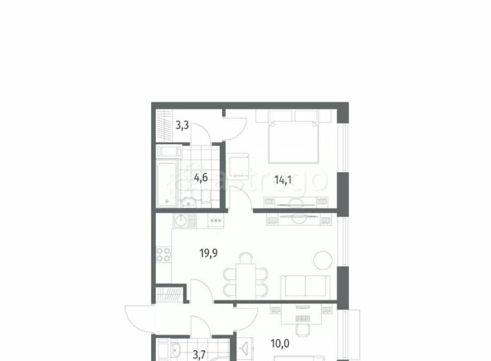 2-комн. квартира, 59.3 м2, 10/12 эт. Санкт-Петербург - изображение 2