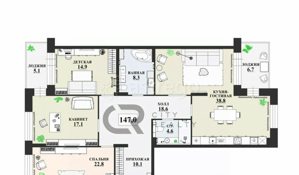 4-комн. квартира, 147 м2, 2/5 эт. Санкт-Петербург - изображение 7