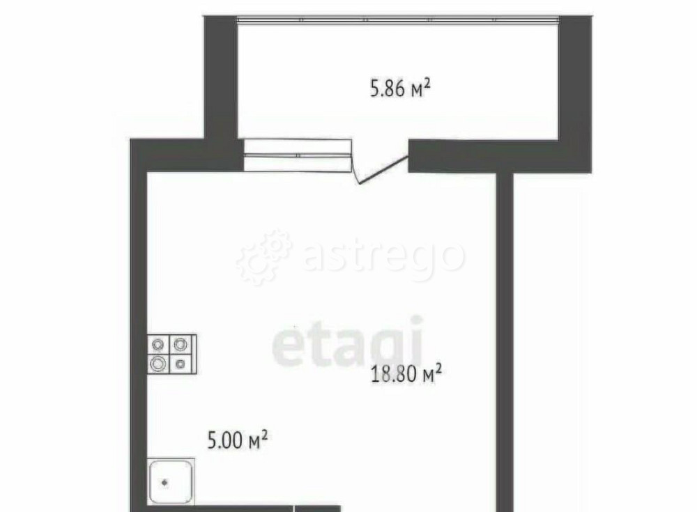 Студия, 23.6 м2, 2/9 эт. Стерлитамак - изображение 1