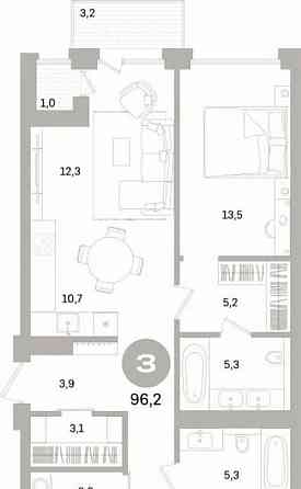3-комн. квартира, 96.15 м2, 3/10 эт. Санкт-Петербург