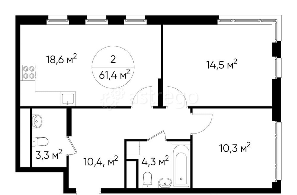 2-комн. квартира, 61 м2, 5/17 эт. Москва - изображение 1