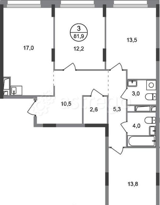 3-комн. квартира, 81 м2, 6/17 эт. Москва - изображение 1