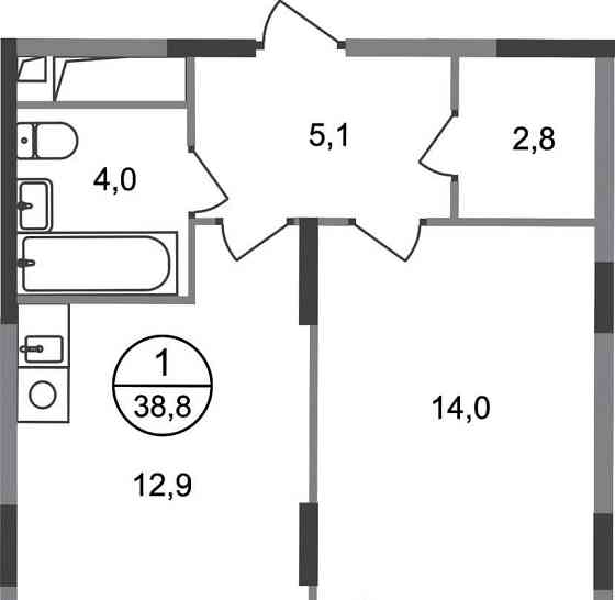 1-комн. квартира, 38 м2, 17/17 эт. Москва