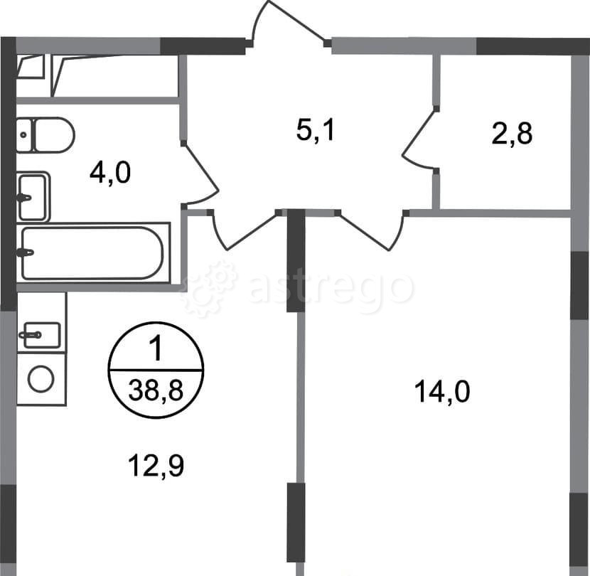 1-комн. квартира, 38 м2, 17/17 эт. Москва - изображение 1
