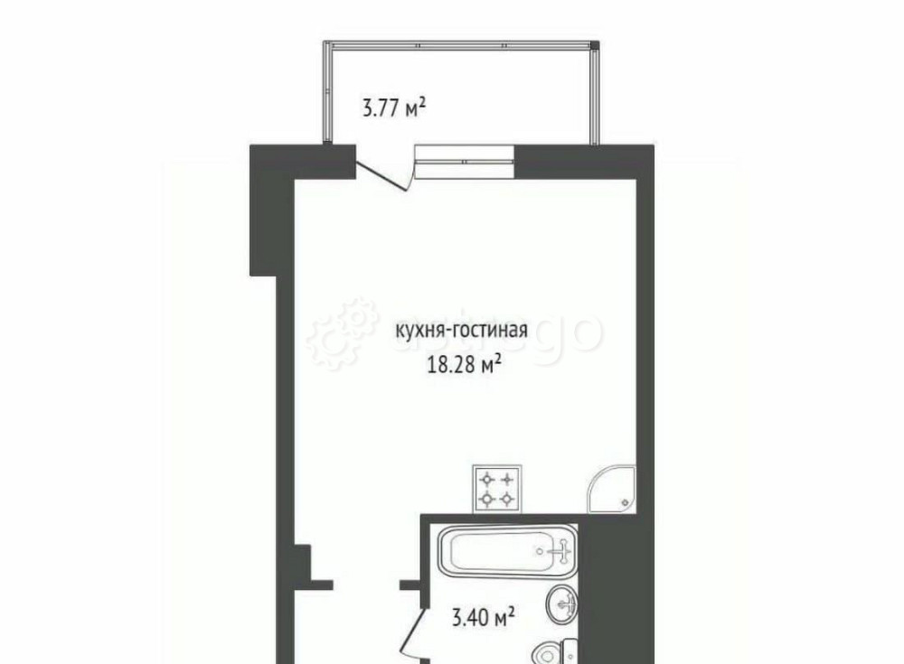 Студия, 28.2 м2, 7/25 эт. Красноярск - изображение 2