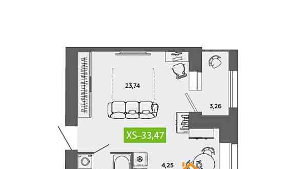 Студия, 33.5 м2, 7/8 эт. Северодвинск