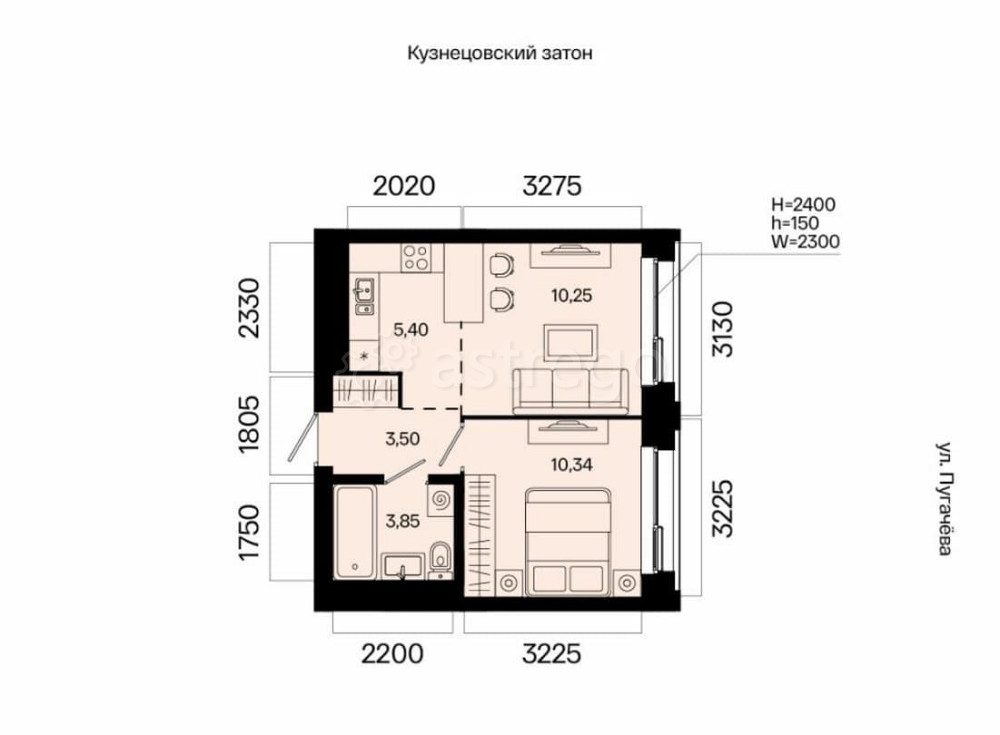 2-комн. квартира, 33.34 м2, 15/31 эт. Уфа - изображение 1