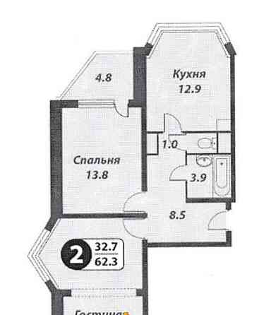 2-комн. квартира, 67.6 м2, 17/17 эт. Москва