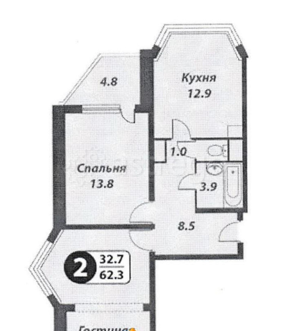 2-комн. квартира, 67.6 м2, 17/17 эт. Москва - изображение 1