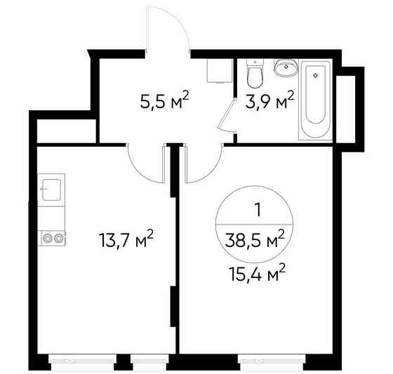 1-комн. квартира, 38 м2, 11/17 эт. Москва
