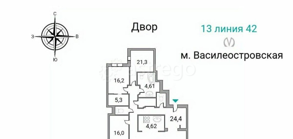 4-комн. квартира, 168.8 м2, 6/7 эт. Санкт-Петербург - изображение 6