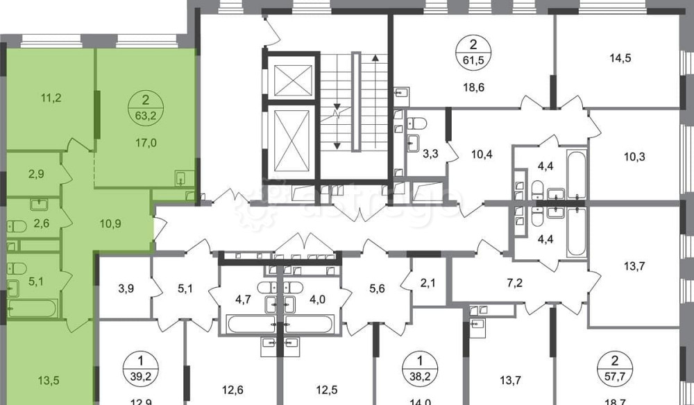 2-комн. квартира, 63 м2, 2/17 эт. Москва - изображение 9