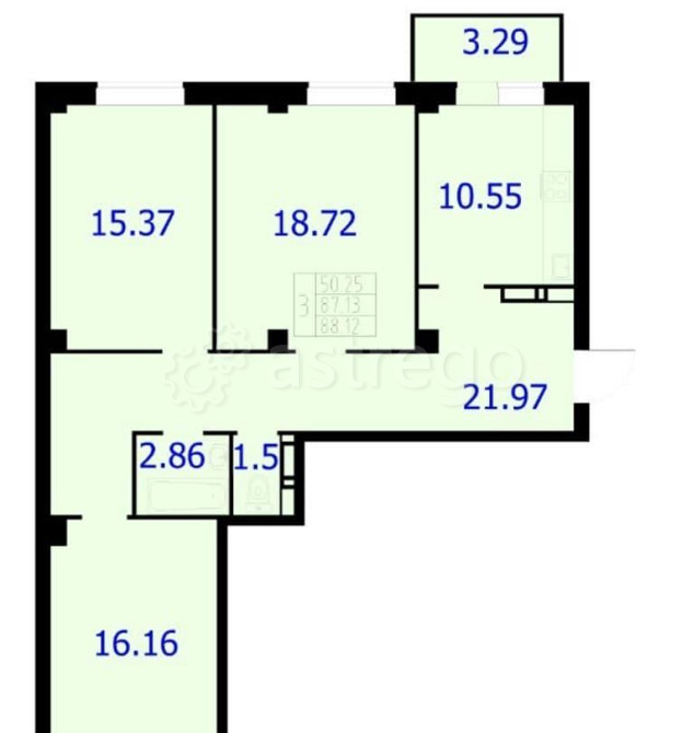 3-комн. квартира, 88.12 м2, 9/9 эт. Красноярск - изображение 1