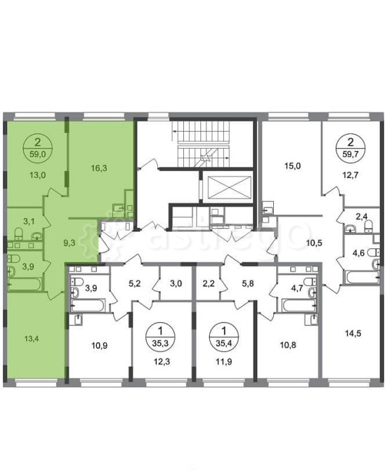 2-комн. квартира, 59 м2, 3/17 эт. Москва - изображение 4