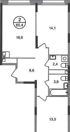 2-комн. квартира, 60 м2, 5/17 эт. Москва