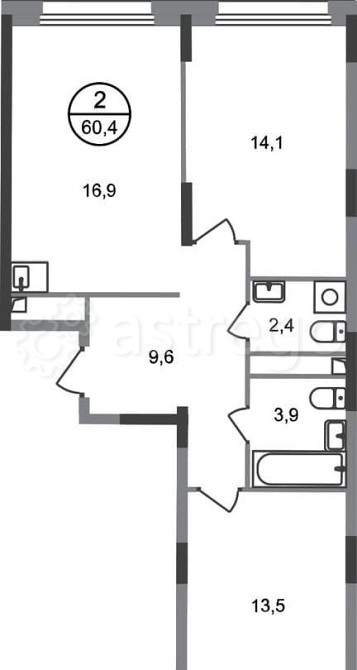 2-комн. квартира, 60 м2, 5/17 эт. Москва - изображение 1