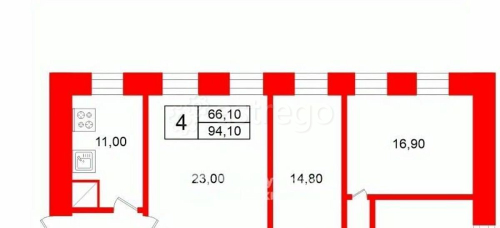4-комн. квартира, 94.1 м2, 5/5 эт. Санкт-Петербург - изображение 4