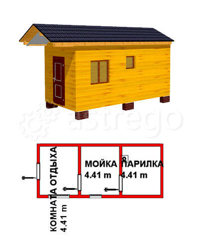 Баня из бруса - 2,3х6 м Новосибирск - изображение 1
