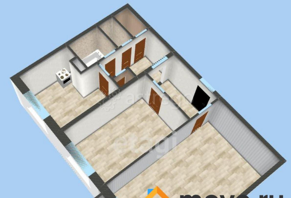 2-комн. квартира, 54.7 м2, 5/5 эт. Райчихинск - изображение 2