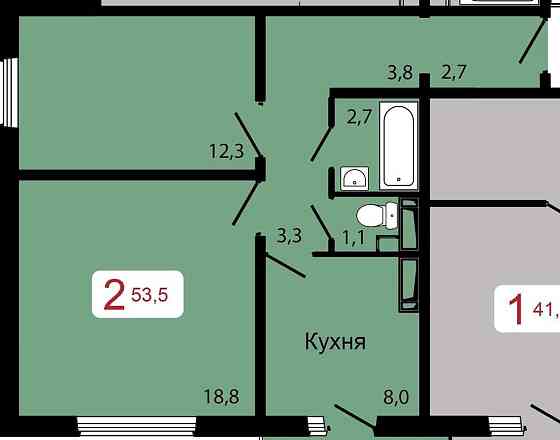 2-комн. квартира, 53.5 м2, 11/17 эт. Красноярск