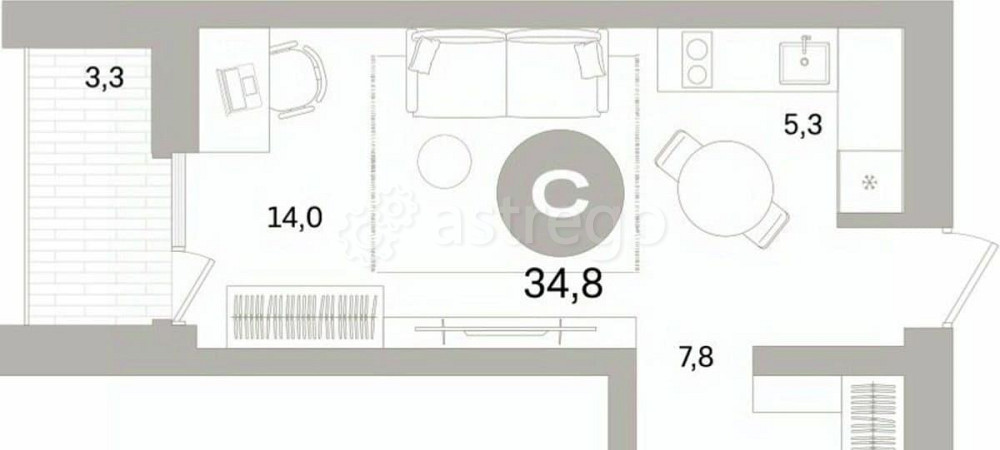 Студия, 34.81 м2, 4/16 эт. Санкт-Петербург - изображение 2