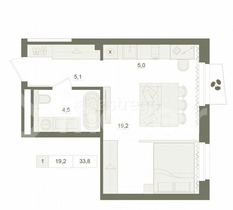 1-комн. квартира, 33.8 м2, 14/25 эт. Уфа - изображение 7