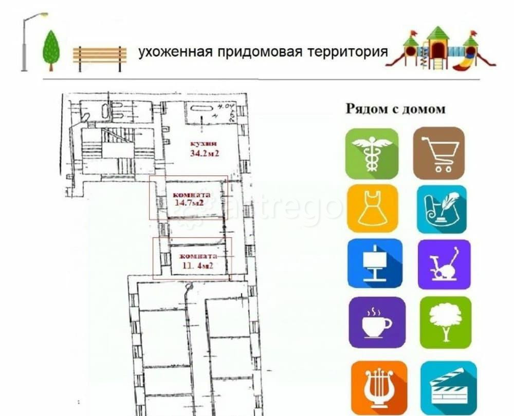 Комната, 11.4 м2, 4/4 эт. Санкт-Петербург - изображение 2