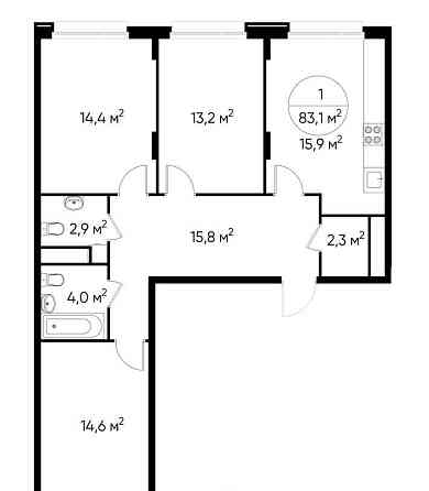 3-комн. квартира, 83 м2, 4/17 эт. Москва