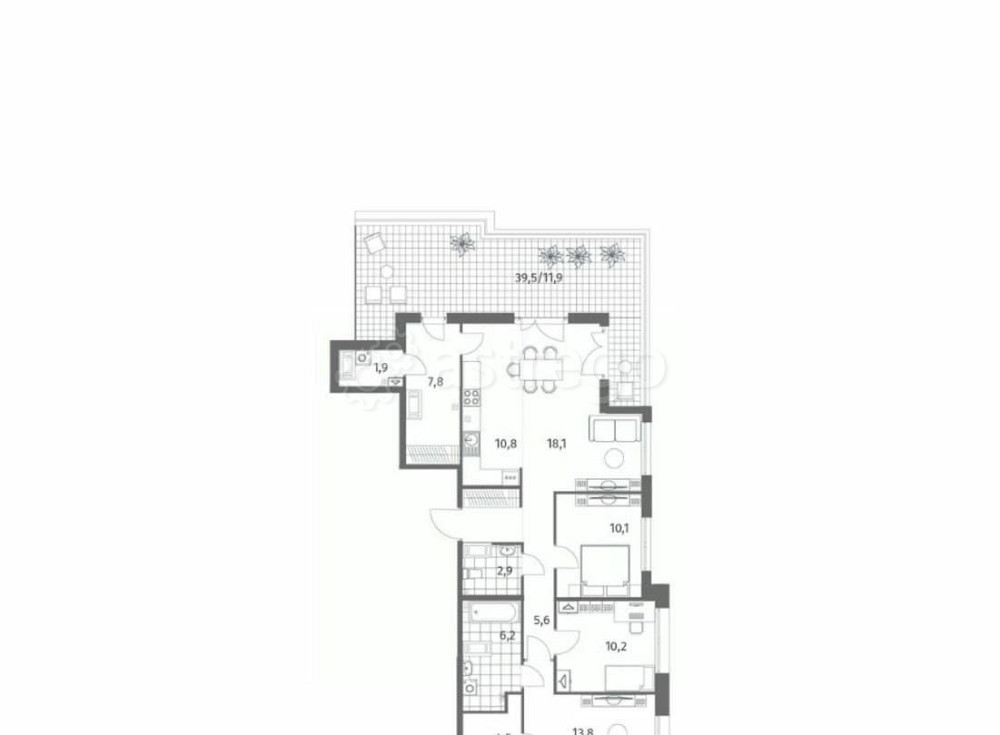 4-комн. квартира, 107.4 м2, 13/13 эт. Санкт-Петербург - изображение 7