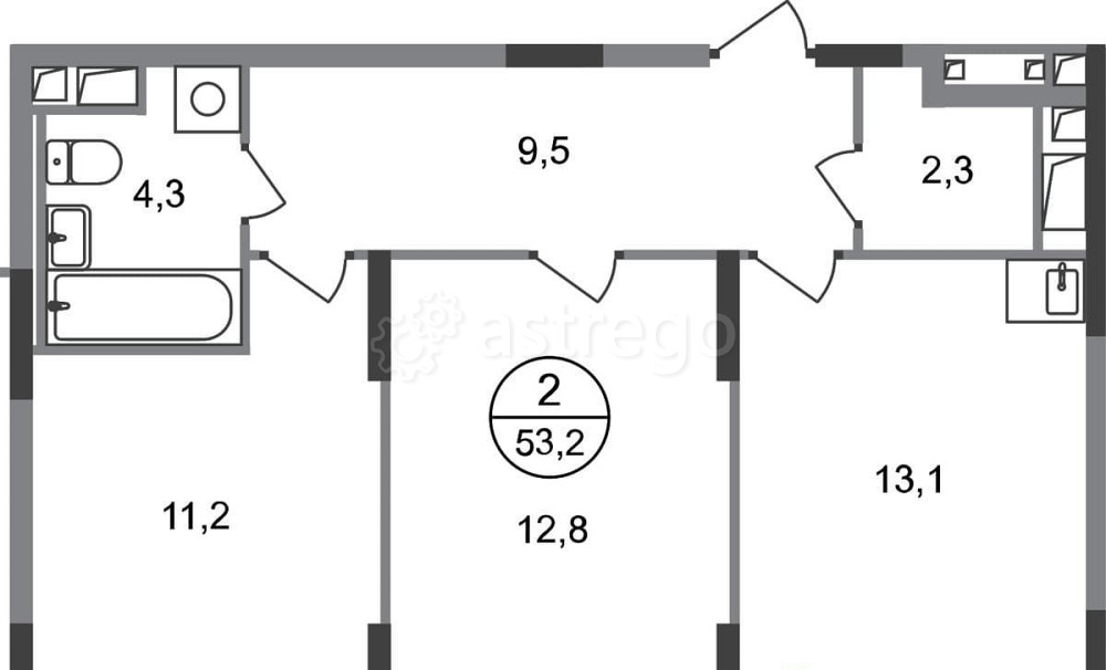 2-комн. квартира, 53 м2, 6/17 эт. Москва - изображение 1