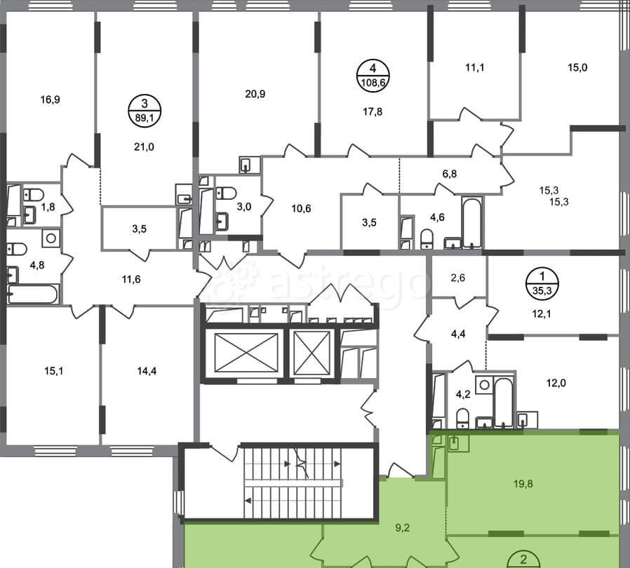 2-комн. квартира, 69 м2, 13/17 эт. Москва - изображение 3