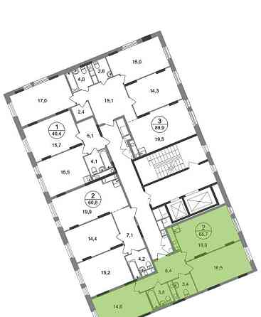 2-комн. квартира, 65 м2, 14/17 эт. Москва